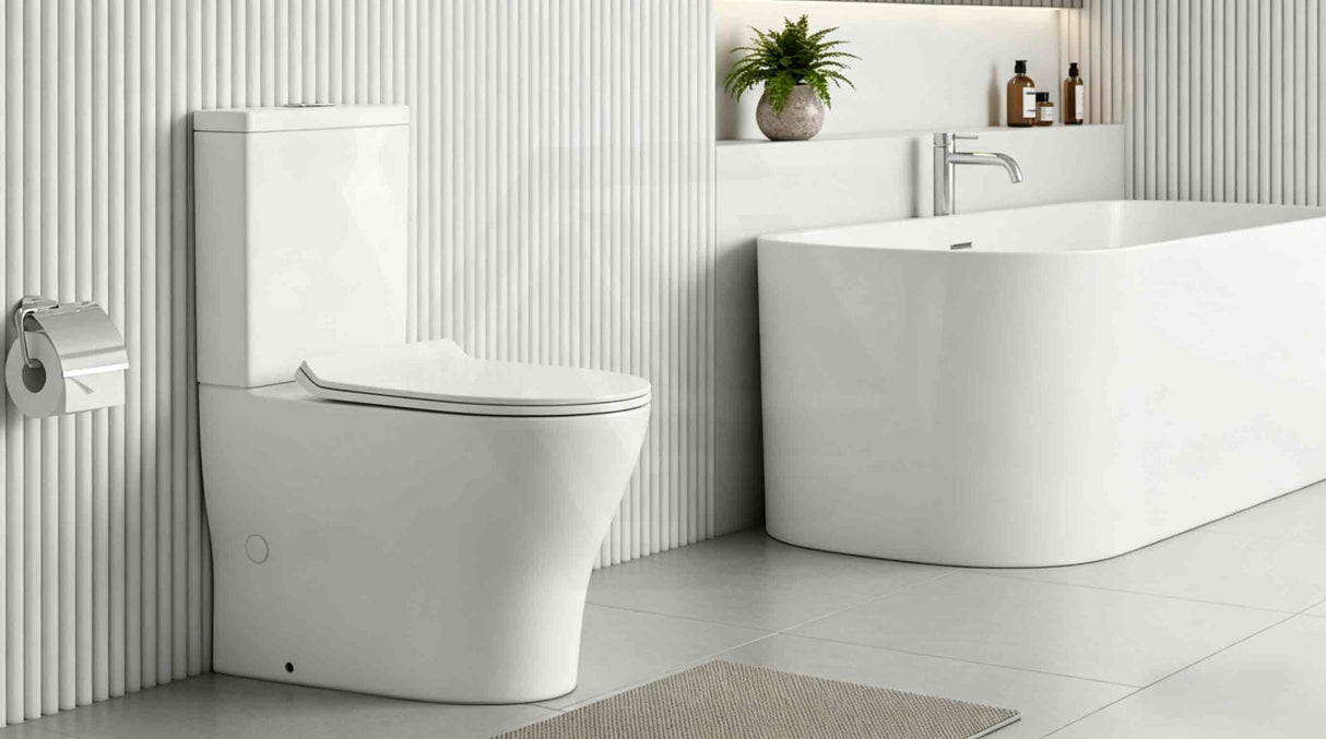 Lukka Orta Tornado Rimless Back to Wall Toilet Suite 700x385x841mm - Gloss White