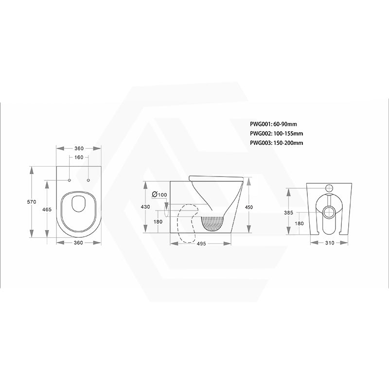 Lukka Orta 570x360x430mm Tornado Rimless Wall Faced Floor Pan Gloss / Matt White Available