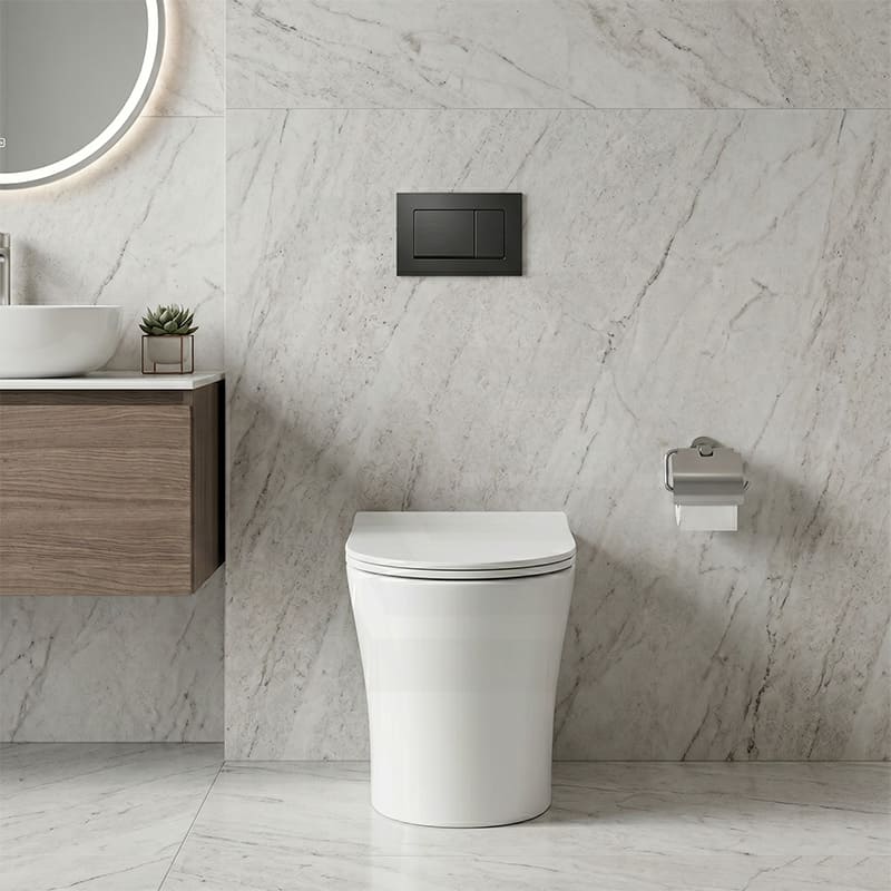 Lukka Orta Tornado Rimless Wall Faced Floor Toilet Pan Only 570x360x430mm - Gloss / Matt White Available