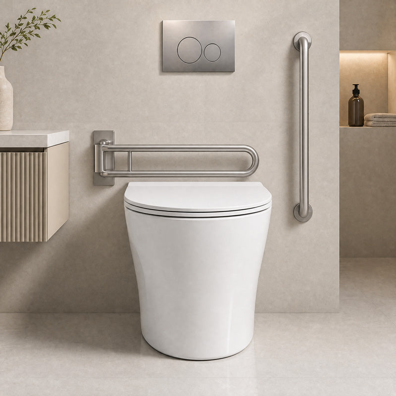 Lukka Orta Tornado Rimless Wall Faced Floor Ambulant Toilet Pan Only 570x360x430mm - Gloss / Matt White