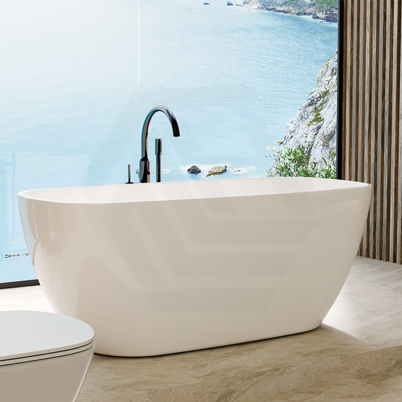 Lukka Orta 1450mm Acrylic Freestanding Bathtub Waste and Pipe Included Gloss White