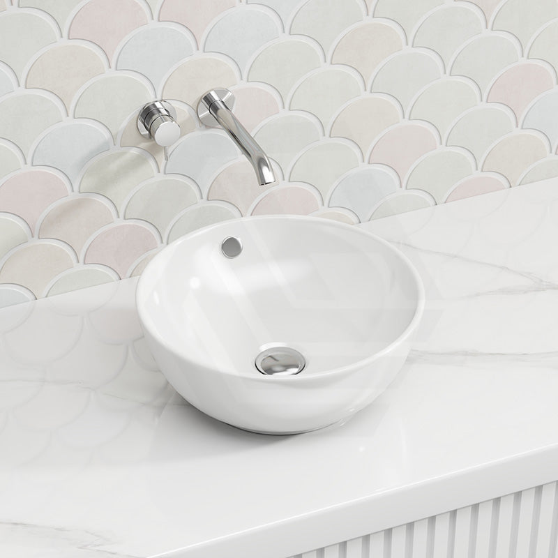 Lukka Orbi Fine Ceramic Above Counter Basin with Overflow 380×380×155mm - Gloss White