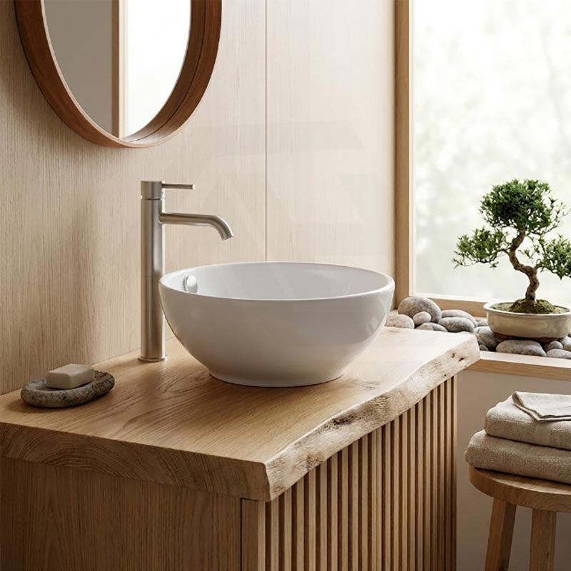 Lukka Orbi Fine Ceramic Above Counter Basin with Overflow 380×380×155mm - Gloss White
