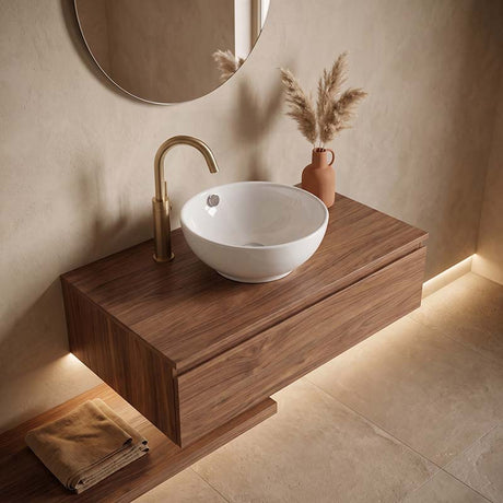 Lukka Orbi Fine Ceramic Above Counter Basin with Overflow 380×380×155mm - Gloss White