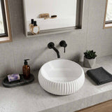 Lukka Round Fluted Above Counter Basin Ceramic 400x400x140mm - In Various Colour