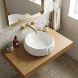 Lukka Round Fluted Above Counter Basin Ceramic 400x400x140mm - In Various Colour