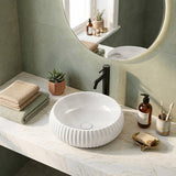 Lukka Round Fluted Above Counter Basin Ceramic 400x400x140mm - In Various Colour
