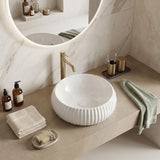 Lukka Round Fluted Above Counter Basin Ceramic 400x400x140mm - In Various Colour