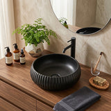 Lukka Round Fluted Above Counter Basin Ceramic 400x400x140mm - In Various Colour