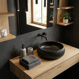 Lukka Round Fluted Above Counter Basin Ceramic 400x400x140mm - In Various Colour