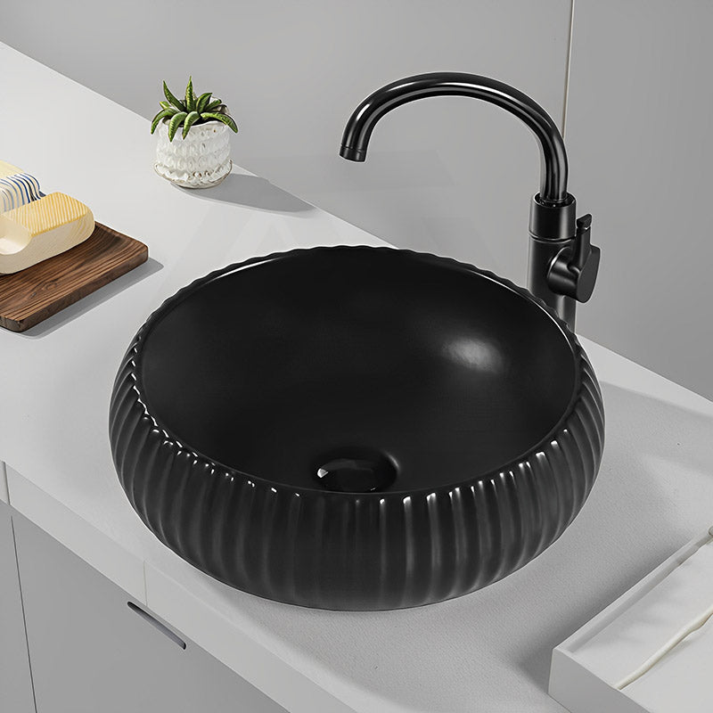 Lukka Round Fluted Above Counter Basin Ceramic 400x400x140mm - In Various Colour