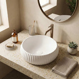 Lukka Round Fluted Above Counter Basin Ceramic 400x400x140mm - In Various Colour