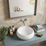 Lukka Round Fluted Above Counter Basin Ceramic 400x400x140mm - In Various Colour