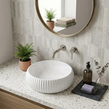 Lukka Round Fluted Above Counter Basin Ceramic 400x400x140mm - In Various Colour