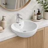 Lukka Orbi Ceramic Semi-Recessed Basin with Overflow 430x430x160mm - Gloss White