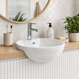Lukka Orbi Ceramic Semi-Recessed Basin with Overflow 430x430x160mm - Gloss White