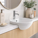 Lukka Orbi Ceramic Semi-Recessed Basin with Overflow 430x430x160mm - Gloss White