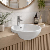 Lukka Orbi Ceramic Semi-Recessed Basin with Overflow 430x430x160mm - Gloss White