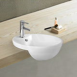 Lukka Orbi 430x430x160mm Gloss White Ceramic Semi-Recessed Basin with Overflow