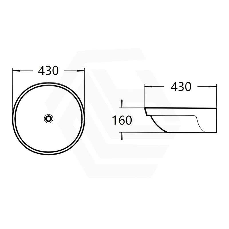 Lukka Orbi 430x430x160mm Gloss White Ceramic Semi-Recessed Basin with Overflow