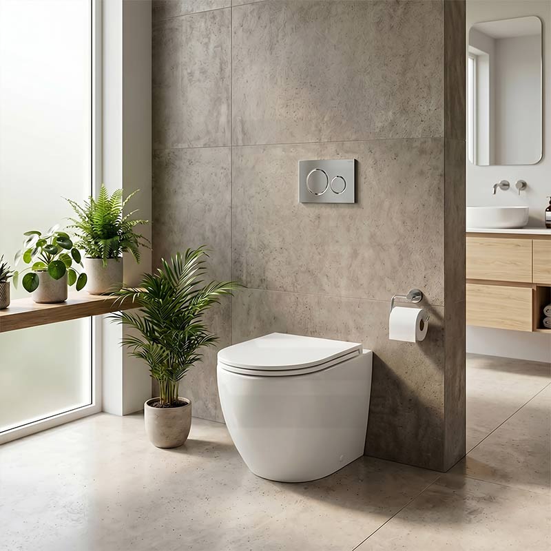 Lukka Procida Rimless Wall Faced Toilet with Sigma8 Inwall Cistern & Sigma Buttons - Gloss White