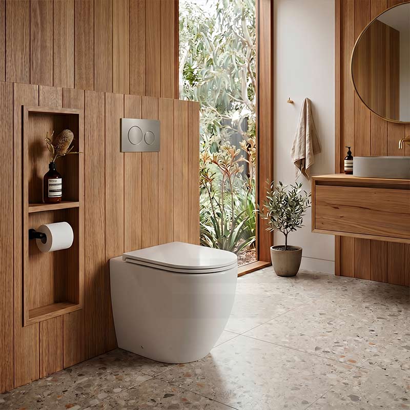 Lukka Procida Rimless Wall Faced Toilet with Sigma8 Inwall Cistern & Sigma Buttons - Gloss White