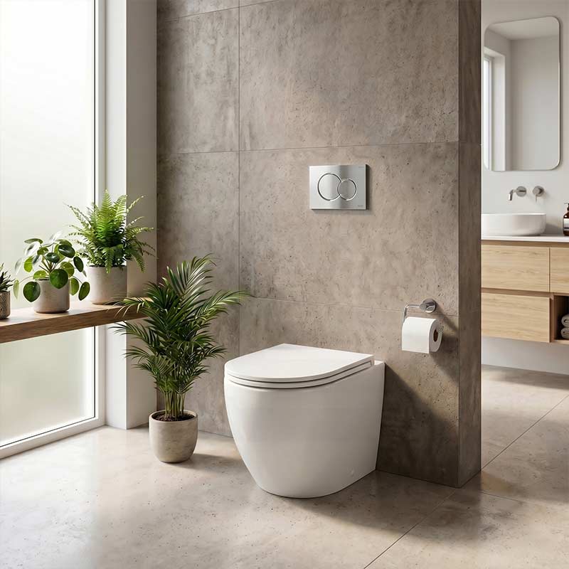Lukka Procida Rimless Wall Faced Toilet with Sigma8 Inwall Cistern & Sigma41 Buttons - Gloss White