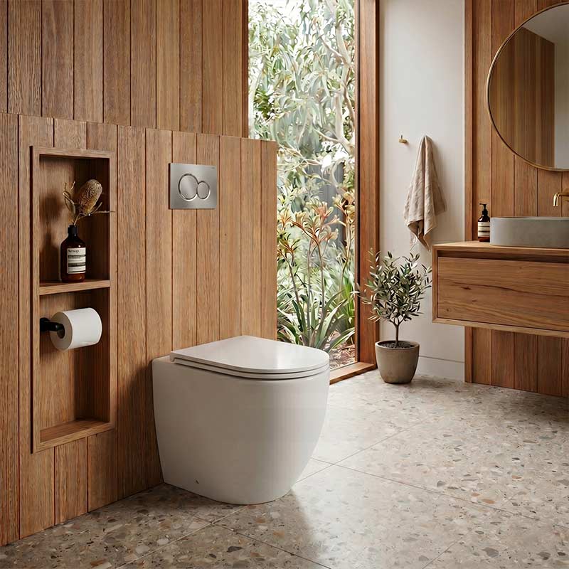 Lukka Procida Rimless Wall Faced Toilet with Sigma8 Inwall Cistern & Sigma41 Buttons - Gloss White