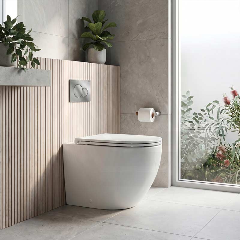 Lukka Procida Rimless Wall Faced Toilet with Sigma8 Inwall Cistern & Sigma41 Buttons - Gloss White