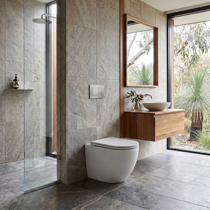 Lukka Procida Rimless Wall Faced Toilet with R&T Inwall Cistern & Buttons - Gloss White