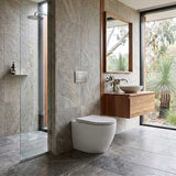 Lukka Procida Rimless Wall Faced Toilet with R&T Inwall Cistern & Buttons - Gloss White