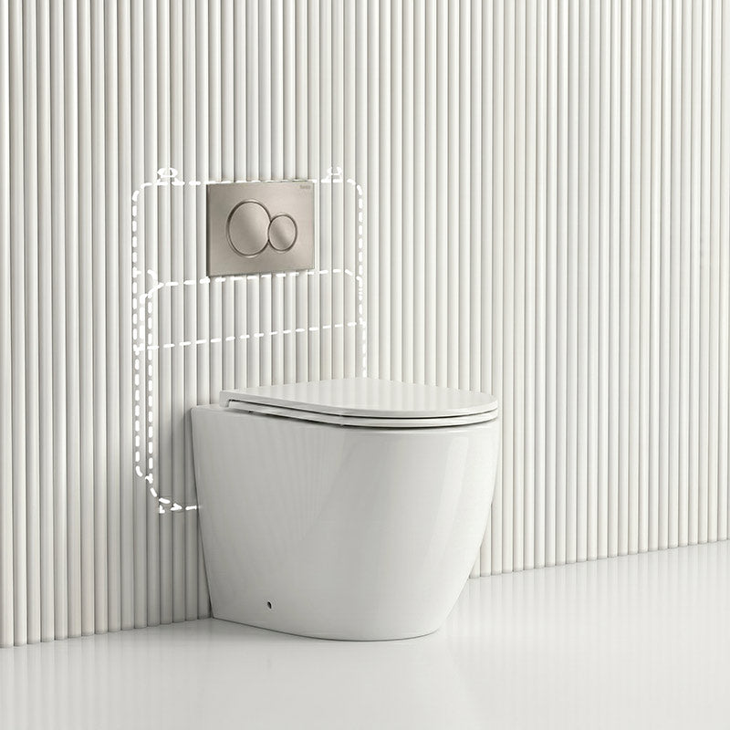 Lukka Procida Rimless Wall Faced Toilet with Sigma8 Inwall Cistern & Sigma41 Buttons - Gloss White