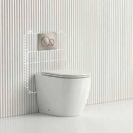 Lukka Procida Rimless Wall Faced Toilet with Sigma8 Inwall Cistern & Sigma41 Buttons - Gloss White