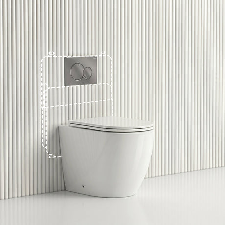 Lukka Procida Rimless Wall Faced Toilet with Sigma8 Inwall Cistern & Sigma41 Buttons - Gloss White
