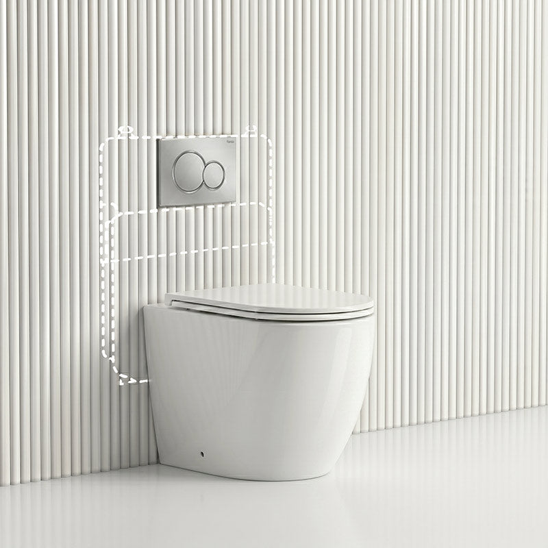 Lukka Procida Rimless Wall Faced Toilet with Sigma8 Inwall Cistern & Sigma41 Buttons - Gloss White