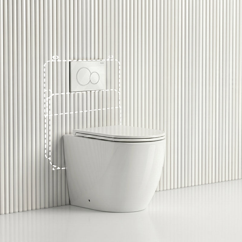 Lukka Procida Rimless Wall Faced Toilet with Sigma8 Inwall Cistern & Sigma41 Buttons - Gloss White