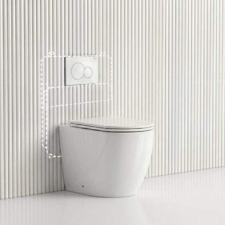 Lukka Procida Rimless Wall Faced Toilet with Sigma8 Inwall Cistern & Sigma41 Buttons - Gloss White