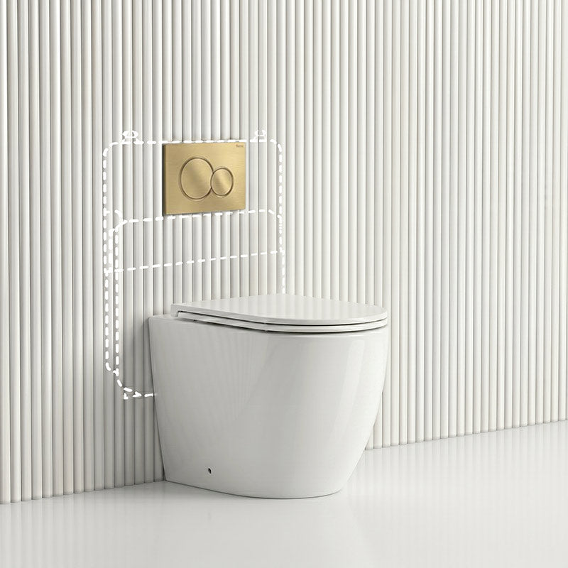 Lukka Procida Rimless Wall Faced Toilet with Sigma8 Inwall Cistern & Sigma41 Buttons - Gloss White