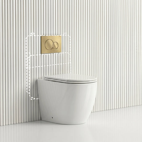Lukka Procida Rimless Wall Faced Toilet with Sigma8 Inwall Cistern & Sigma41 Buttons - Gloss White