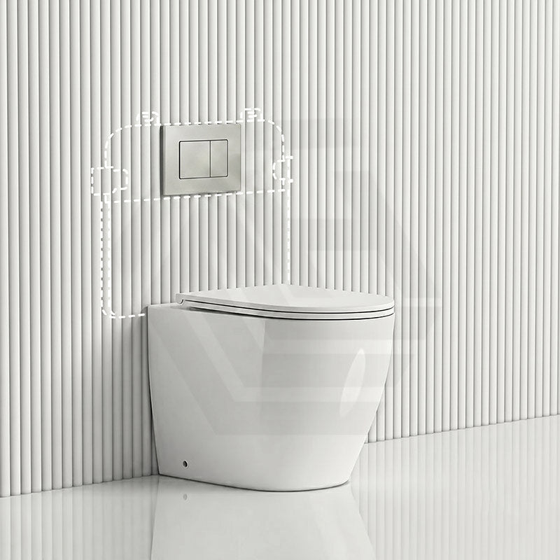 Lukka Procida Rimless Wall Faced Toilet with R&T Inwall Cistern & Buttons - Gloss White