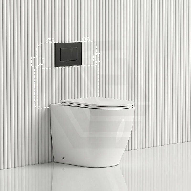 Lukka Procida Rimless Wall Faced Toilet with R&T Inwall Cistern & Buttons - Gloss White