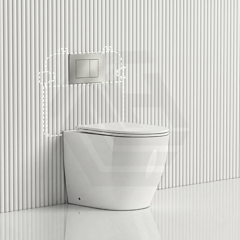 Lukka Procida Rimless Wall Faced Toilet with R&T Inwall Cistern & Buttons - Gloss White