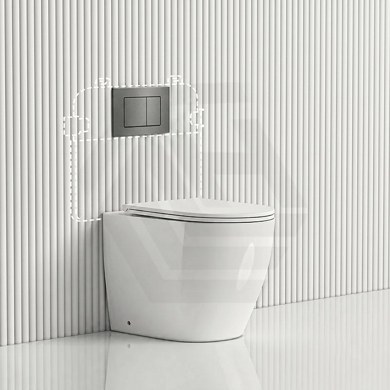 Lukka Procida Rimless Wall Faced Toilet with R&T Inwall Cistern & Buttons - Gloss White