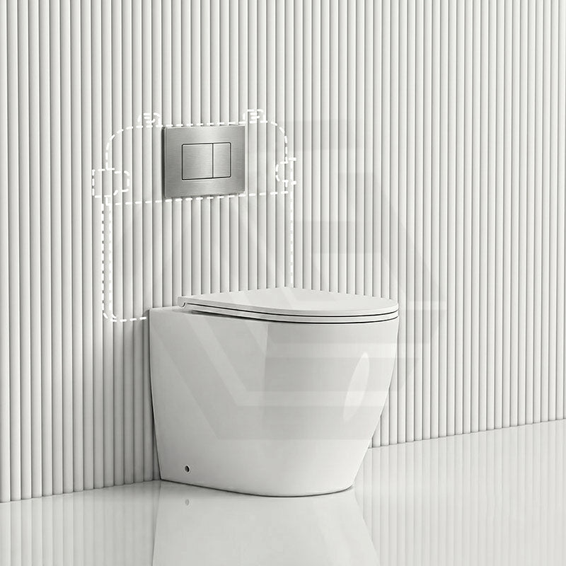 Lukka Procida Rimless Wall Faced Toilet with R&T Inwall Cistern & Buttons - Gloss White
