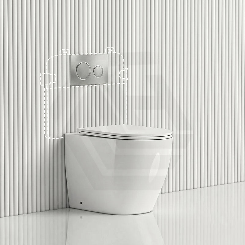 Lukka Procida Rimless Wall Faced Toilet with R&T Inwall Cistern & Buttons - Gloss White