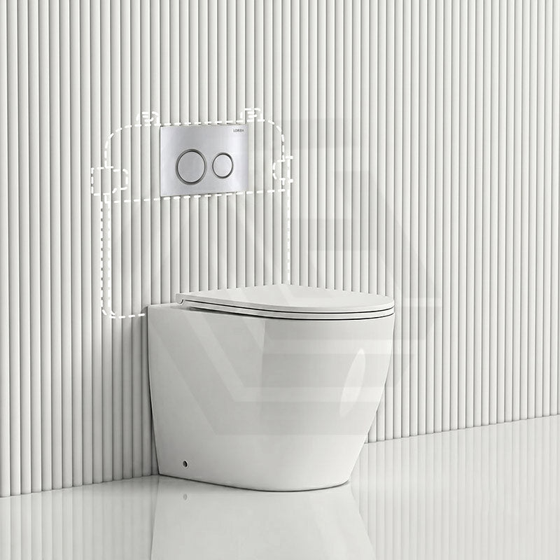 Lukka Procida Rimless Wall Faced Toilet with R&T Inwall Cistern & Buttons - Gloss White