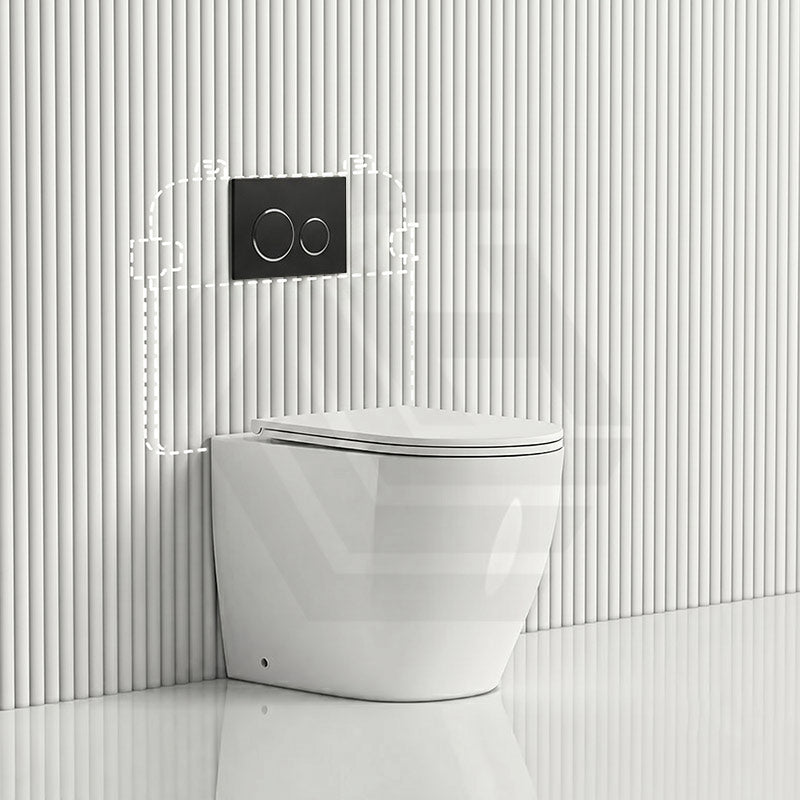 Lukka Procida Rimless Wall Faced Toilet with R&T Inwall Cistern & Buttons - Gloss White