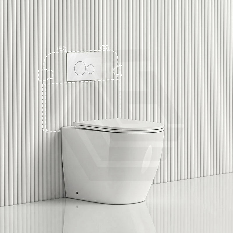 Lukka Procida Rimless Wall Faced Toilet with R&T Inwall Cistern & Buttons - Gloss White