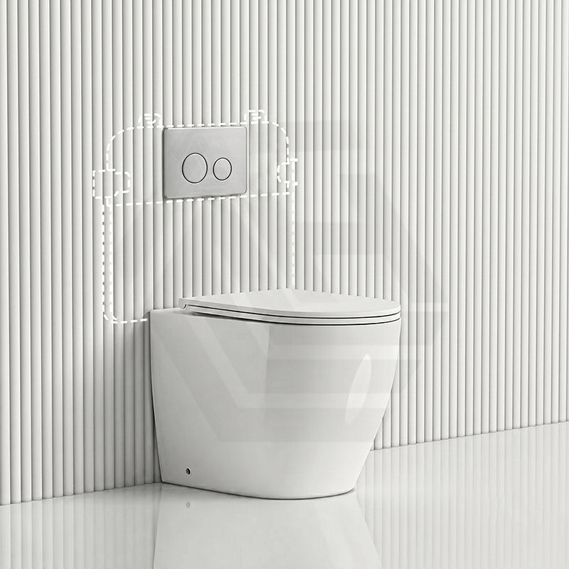 Lukka Procida Rimless Wall Faced Toilet with R&T Inwall Cistern & Buttons - Gloss White