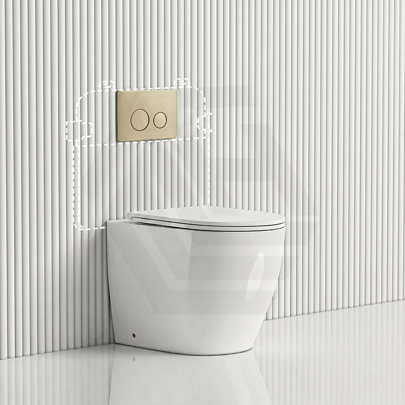 Lukka Procida Rimless Wall Faced Toilet with R&T Inwall Cistern & Buttons - Gloss White